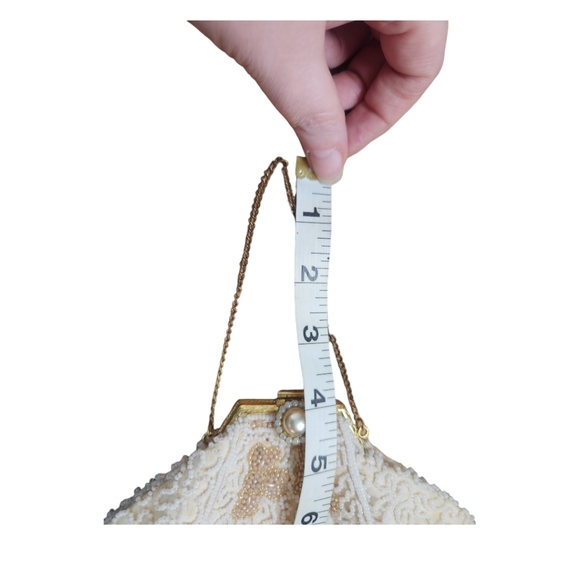 Antique Victorian Ornate Micro Beaded Evening Mini Opera Bag with Jeweled Clasp - Picture 12 of 13